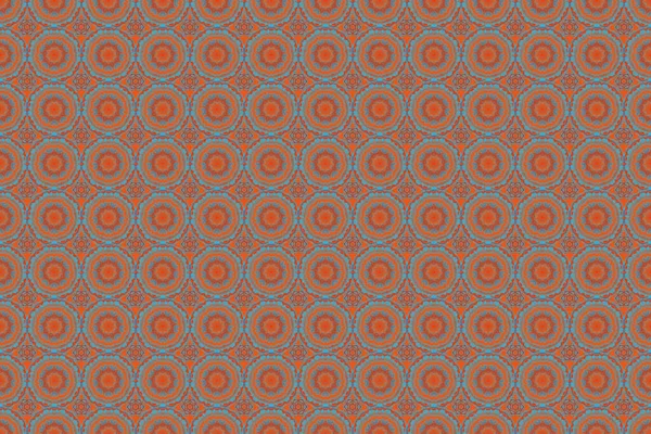 Raster illustration. Cutout paper lace texture, raster tulle background, swirly seamless pattern in blue, gray and orange colors.