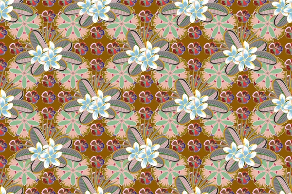 Raster Illustration Seamless Floral Pattern Brown Yellow Colors — Stock Photo, Image