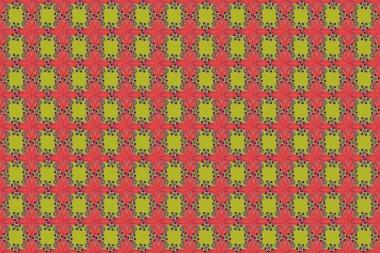 Sarı, mor ve turuncu renkli küçük sevimli çiçekler. Ditsy style raster illüstrasyonu. Bir çok çiçeğin görüntüsüyle kusursuz desen.