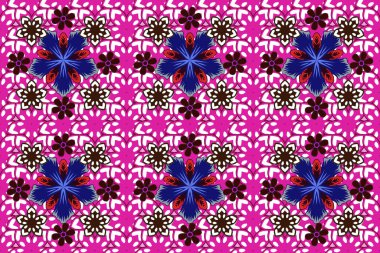 Soyut stilize edilmiş kahverengi, beyaz ve morumsu çiçekler. Küçük çiçekte desensiz sevimli çiçek deseni var..