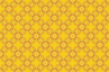 Tasarım, tekstil ya da kumaş için sarı ve bej renklerinde pürüzsüz desenler. Raster illüstrasyonu.