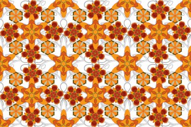 Raster tasarım için kusursuz elementler. Doğu tarzında mavi, turuncu ve yeşil ızgara. Doğu karışık İslami kart geçmişi.