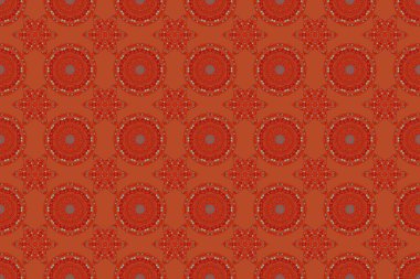 Damask çiçeksiz turuncu, kırmızı ve gri renklerde. Raster illüstrasyonu.