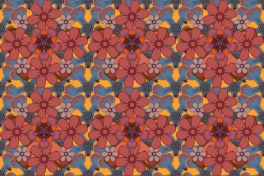 Davetiye şablonu için pembe, turuncu ve kahverengi renklerde soyut raster dikişsiz desen.