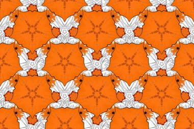 Lüks, yıldızlı, pürüzsüz bir şablon. Raster karışık yıldız deseni, yıldız süslemeleri, kahverengi, gri ve turuncu ızgara..