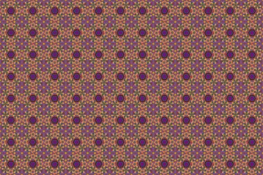 Çiçeksiz desen. Raster illüstrasyonu. Kırmızı, mor ve turuncu renkte soyut şirin çiçekleri olan bahar kağıdı..