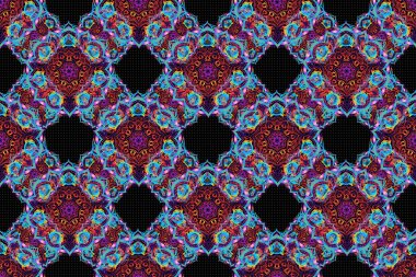 Mavi, mor ve mor renkte nefis bir barok şablonu var. Raster Damaske kusursuz desen. Klasik lüks damaske süsü, kraliyet Victoria dönemi duvar kağıtları, tekstil, ambalaj.