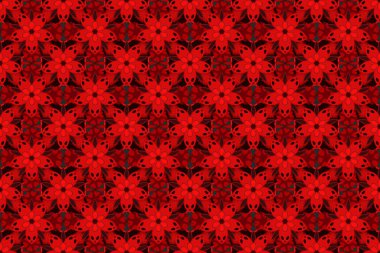 Geleneksel raster deseni. Siyah ve kırmızı renkli barok tarzında kusursuz bir doğulu süsü..