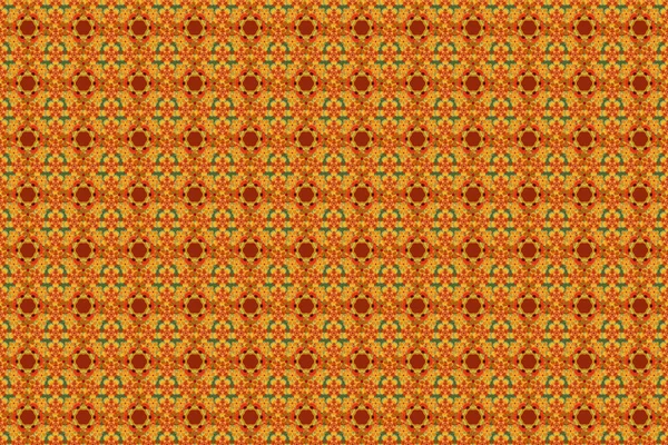 Цветочные Винтажные Бесшовные Рисунки Зеленом Оранжевом Желтом Цветах — стоковое фото