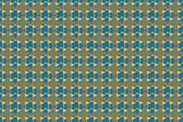 Ornamento Raster Repetição Geométrica Com Elementos Laranja Amarelo Azul Padrão — Fotografia de Stock