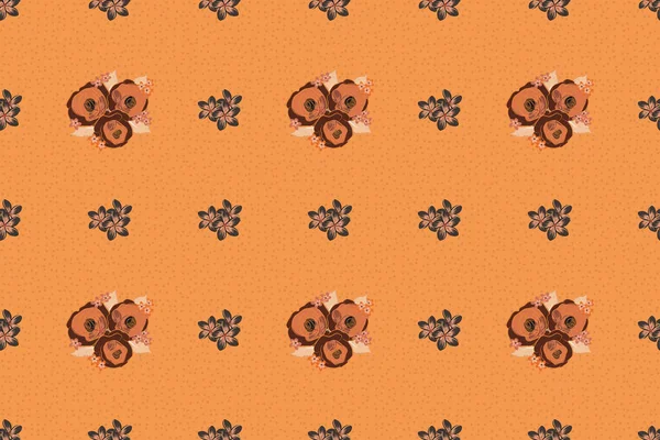 Bezešvé Vzory Béžovými Hnědými Oranžovými Růžemi Ročník Vzor Indickým Batik — Stock fotografie