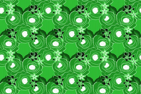 Бесшовный Шаблон Растерянный Акварельный Фон Зелёные Цветы — стоковое фото