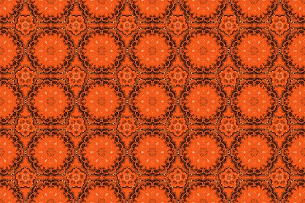 Бесшовный Рисунок Дамаска Коричневые Оранжевые Красные Классические Обои Декоративная Граница — стоковое фото