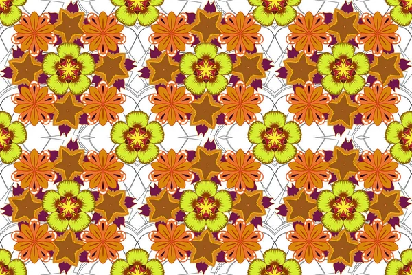 Papel Primavera Con Flores Abstractas Lindas Colores Amarillo Naranja Azul — Foto de Stock