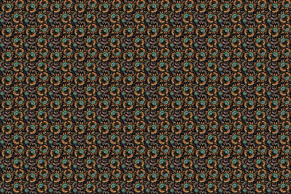 Seamless Abstract Tribal Pattern Orange Brown Green Colors Hand Drawn — Stock Photo, Image