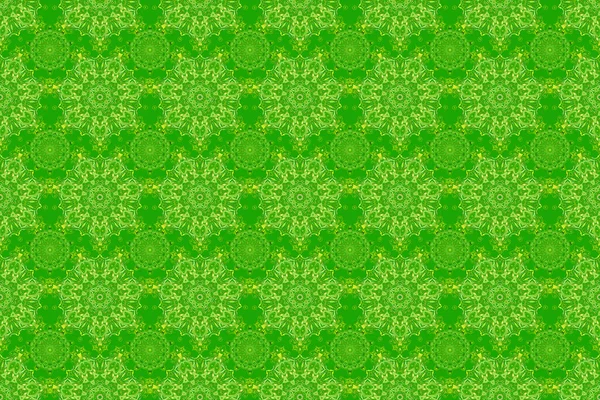 Bloemen Ornament Groene Kleuren Raster Naadloze Achtergrond Gekleurde Patronen Antiek — Stockfoto