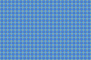 Sarı, mavi ve pembe renkli küçük çiçeklerle kusursuz desen. Raster el boyaması çiçekler..