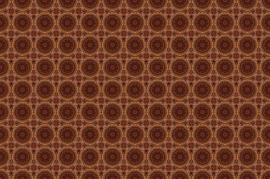 Turuncu, kırmızı ve kahverengi renklerde kusursuz soyut kabile deseni. El yapımı etnik doku, hayal gücünün uçuşu. Raster illüstrasyonu.