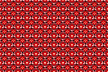 Küçük çiçekte desenli sevimli çiçek deseni var. Soyut stilize edilmiş zarif pembe, kahverengi ve kırmızı çiçekler.