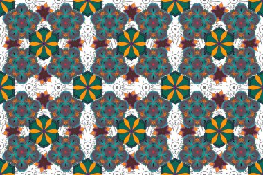 Doğu grisi, mavi ve yeşil pürüzsüz desenli arabesk ve soyut elementlerle. Geleneksel raster süsü.