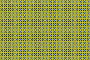 Çiçeksiz, mavi, siyah ve sarı renklerde desenler..