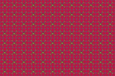 Sevimli raster çizimi. Pürüzsüz bir şablon. Yeşil, gri ve kırmızı renklerde organik motif arkaplanı.