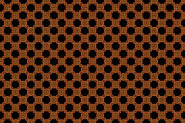 Turuncu, kırmızı ve kahverengi renklerle çiz. Raster illüstrasyonu. Çiçeklerin canlı tekrarlanması - kusursuz desen oluşturmak için herhangi bir hatları doldurmak için kullanın.