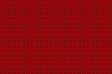 Raster illüstrasyonu. Ikat damaske desensiz arkaplan fayansı. Kırmızı ve siyah renklerle.