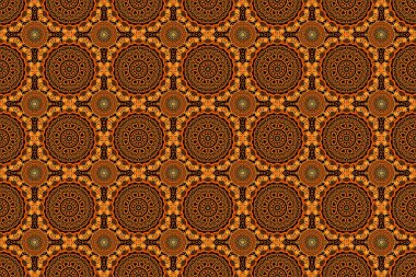 Siyah bir arka planda, rengarenk süslemelerin pürüzsüz desenleri. Halılar, tekstil, duvar kağıtları ve herhangi bir yüzey için şablonlar. Doğulu, karalama süsü.