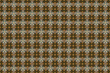 Gri, bej ve kahverengi renklerle ışıldayan arkaplan çizimi. Raster kusursuz Noel süsü deseni.