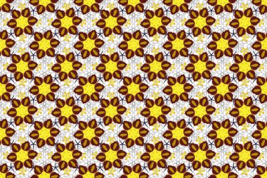 Mavi, bej ve sarı renkli şirin çiçeklerle kusursuz desen. Bahar mahsulü çiçekli arka plan. Güzel raster dokusu.