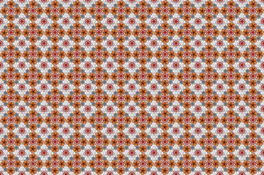 Zarif raster klasik kusursuz desen. Tekrarlayan elementlerle kahverengi, gri ve turuncu renklerde kusursuz soyut süs..