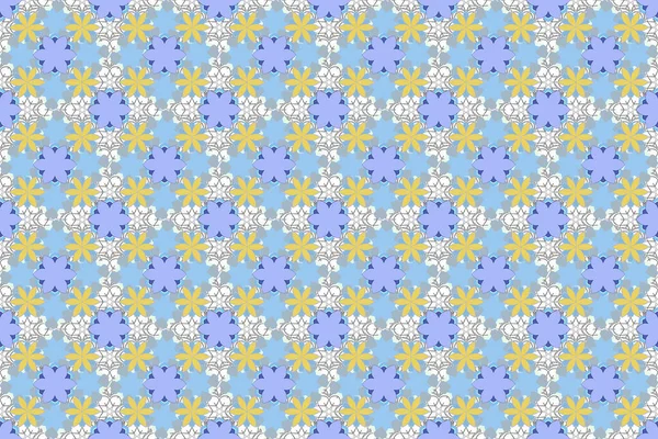 Floral Vintage Nahtlose Muster Grauen Blauen Und Gelben Farben Raster — Stockfoto