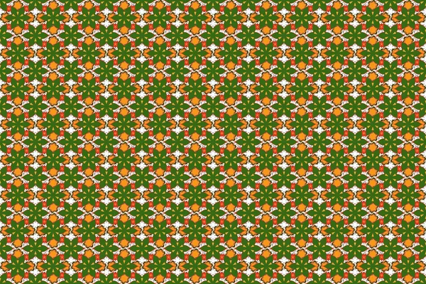 Απρόσκοπτο Σχέδιο Πορτοκαλί Μπεζ Και Πράσινο Χρώμα Raster Χαριτωμένο Μοτίβο — Φωτογραφία Αρχείου