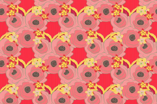 Seamless Pattern Bouquets Pink Red Yellow Roses Raster Illustration — Stock Photo, Image