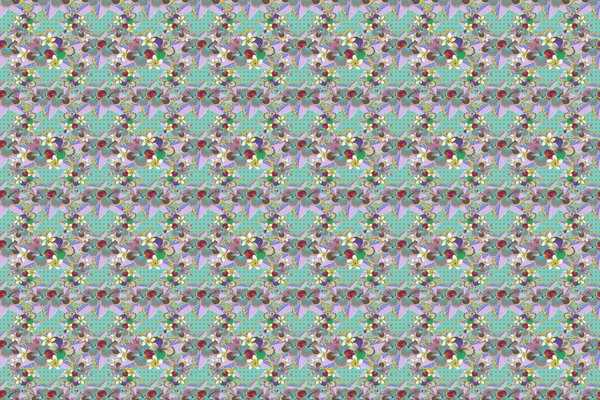 Abstraktes Nahtloses Muster Mit Handgezeichneten Floralen Elementen Retro Textildesign Kollektion — Stockfoto