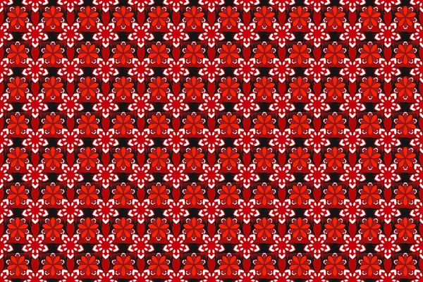 Duvar kağıtları, tekstil, kumaş, ambalaj kağıdı, ambalaj kutusu vs. için evrensel raster deseni. Pembe, kırmızı ve menekşe elementleri olan kusursuz desenli eski moda tasarım. Eski model.