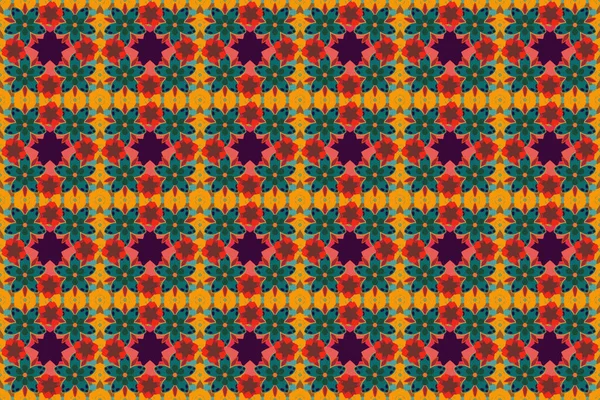 Ditsy Cute Floral Seamless Pattern Brown Blue Yellow Colors Raster — Stock Photo, Image