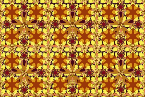 Met Hand Getekend Abstracte Ditsy Bloemen Naadloos Patroon Oranje Bruine — Stockfoto