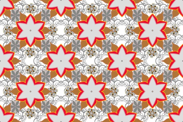 Seamless Abstract Pattern Orange Gray Blue Repeating Elements Oriental Raster — Stock Photo, Image