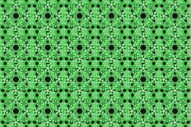 Şatafatlı, pürüzsüz yeşil süslemeli, stilize dalgalı. Raster illüstrasyonu.