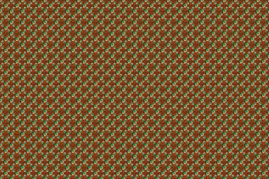 Kırmızı, kahverengi ve yeşil renklerde, sevimli gelincik çiçekleriyle kusursuz raster deseni. Çiçek arka planı.