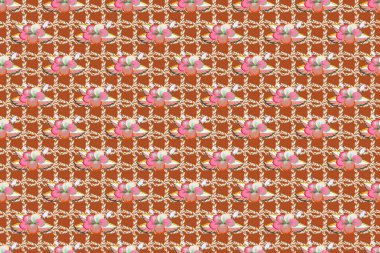 Raster illüstrasyonu. Geleneksel Hint çiçekleri pembe ve turuncu renklerde..