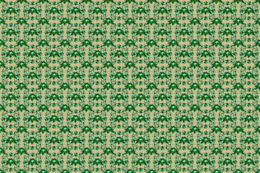 Aloha tipografisi bej ve yeşil amfibik çiçekli tişört baskısı, kusursuz desenli Raster çizimi.