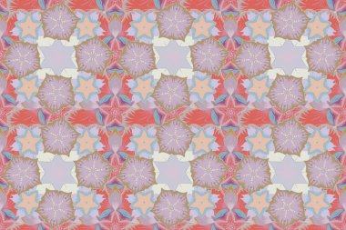 Doğu karışık İslami kart geçmişi. Raster tasarım için kusursuz elementler. Doğu tarzında pembe, bej ve gri ızgara..