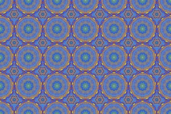 Raster illüstrasyonu. Damask, mavi, mor ve pembe renklerle kusursuz çiçek deseni..