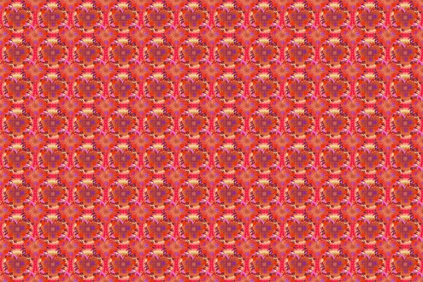 Zachte Waterkleur Roos Bloem Print Naadloos Patroon Rode Oranje Roze — Stockfoto