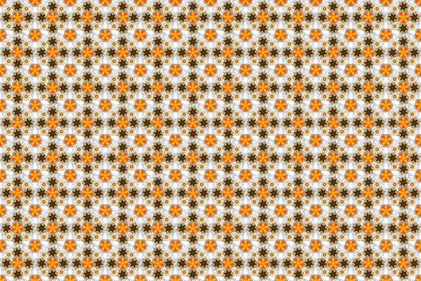 幾何学的な反復シームレスなパターンで オレンジ 黄色のグラデーションに六角形の形があります ラスターイラスト — ストック写真