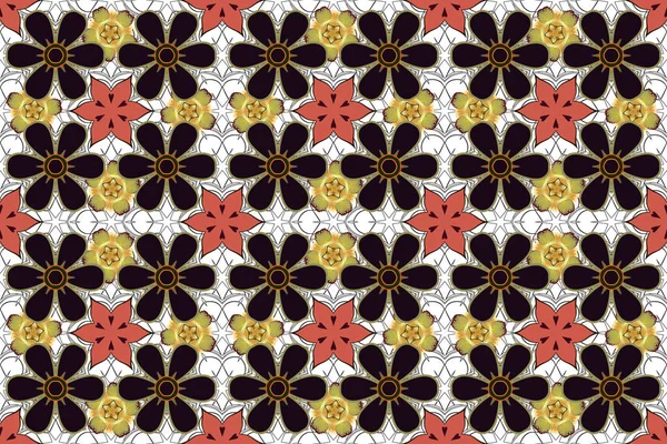 Sömlös Abstrakt Blommönster Bruna Svarta Och Grå Nyanser Geometrisk Bladprydnad — Stockfoto