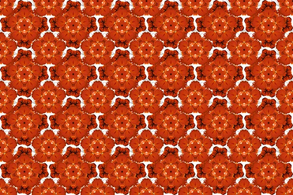 Растровая Иллюстрация Сочный Акварельный Цветочный Принт Безморщинистый Узор Красном Оранжевом — стоковое фото